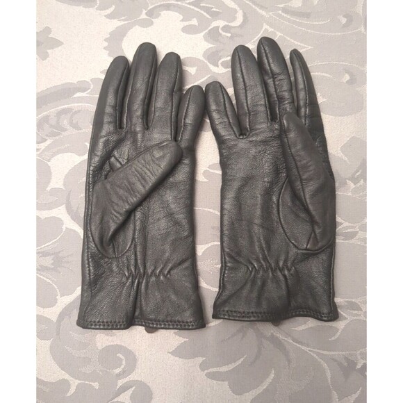 Charter Club Leather Driving Gloves Women's Size Medium Wool/Cashmere Lined Gray - Picture 2 of 5